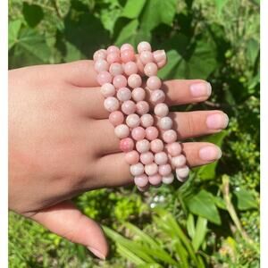 8 mm Pink Opal Beaded Bracelets, Unique Crystal Bracelets